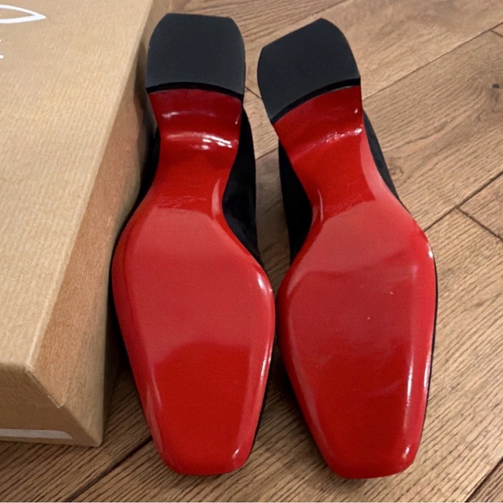 Christian Louboutin Black Veau Velours Donna Stud 55 Block Heel Pumps 35.5 - Picture 6 of 8